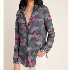 NWT Anthropologie Floral Camo Button Down Size XS